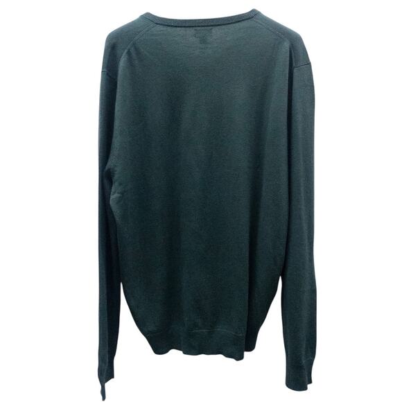 J Crew Men's V Neck Cotton Merino Wool Sweater Hunter Forest Green XL - Picture 2 of 4